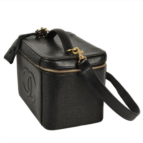 CHANEL Vanity Handbag Caviar Skin Black Coco Mark - Picture 2 of 7